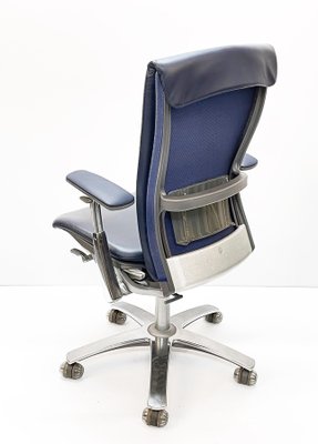 Aluminium and Italian Blue Leather Life Office Chair by Formway Design for Knoll-JDR-1125549