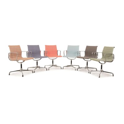 Aluminium Ea 104 Chairs with Armrests by Eames for Vitra, Set of 6-RQW-2040615