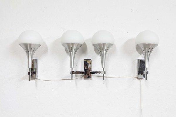 Aluminum 2 Single and 1 Double Wall Light by Gaetano Sciolari, 1960s, Set of 3-VQY-1707100