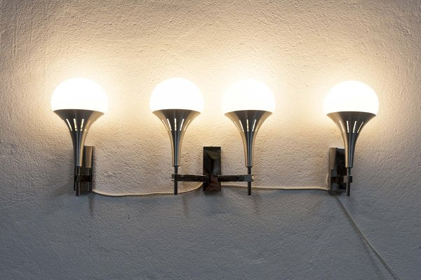 Aluminum 2 Single and 1 Double Wall Light by Gaetano Sciolari, 1960s, Set of 3-VQY-1707100