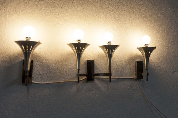 Aluminum 2 Single and 1 Double Wall Light by Gaetano Sciolari, 1960s, Set of 3-VQY-1707100