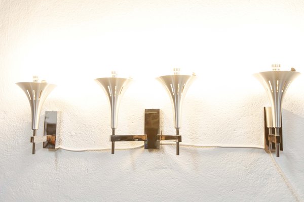 Aluminum 2 Single and 1 Double Wall Light by Gaetano Sciolari, 1960s, Set of 3-VQY-1707100