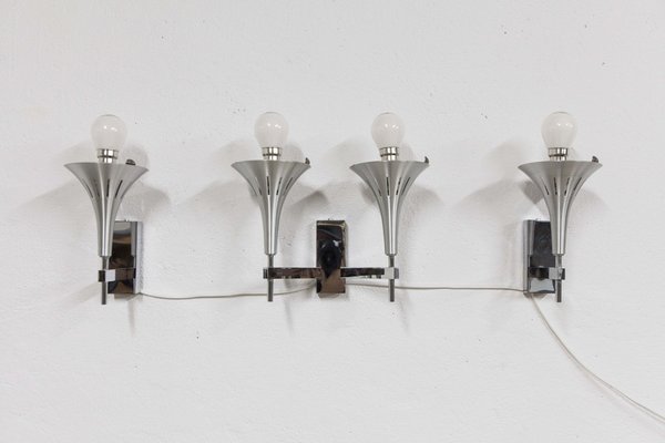 Aluminum 2 Single and 1 Double Wall Light by Gaetano Sciolari, 1960s, Set of 3-VQY-1707100