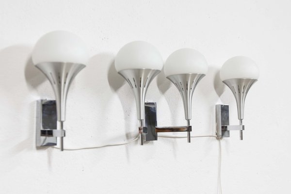 Aluminum 2 Single and 1 Double Wall Light by Gaetano Sciolari, 1960s, Set of 3-VQY-1707100