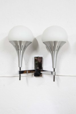 Aluminum 2 Single and 1 Double Wall Light by Gaetano Sciolari, 1960s, Set of 3-VQY-1707100