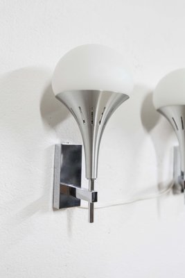 Aluminum 2 Single and 1 Double Wall Light by Gaetano Sciolari, 1960s, Set of 3-VQY-1707100