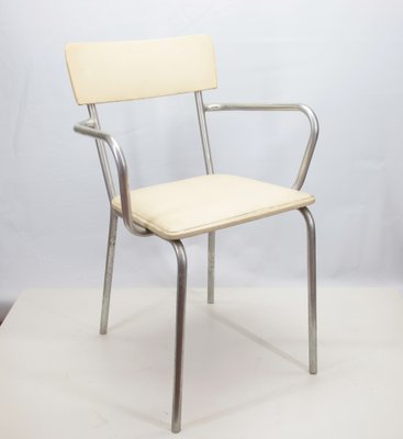 Aluminum and Faux Leather Armchair, 1930s-RAQ-1756831