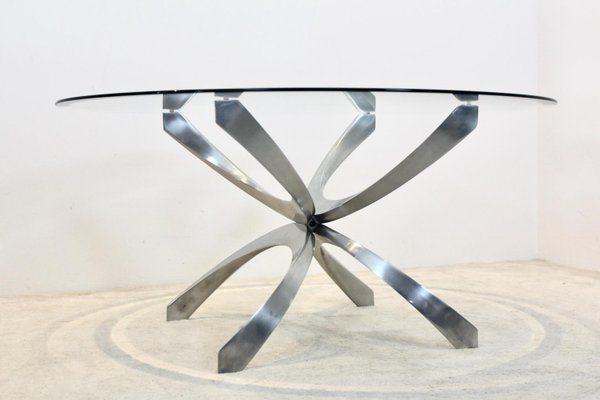 Aluminum and Glass Coffee Table by Knut Hesterberg for Ronald Schmitt-MO-865509