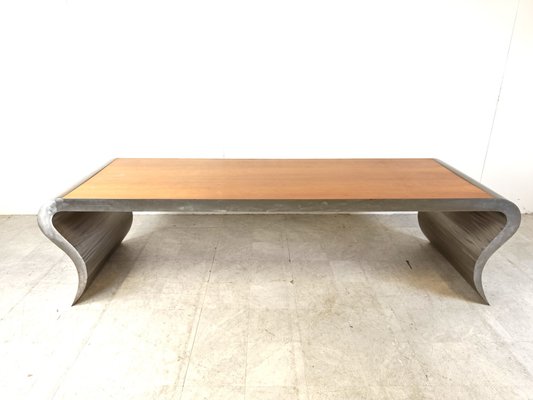 Aluminum and Wooden Dining Table, 1990s-IRH-1768596