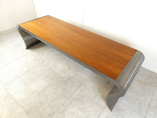 Aluminum and Wooden Dining Table, 1990s-IRH-1768596