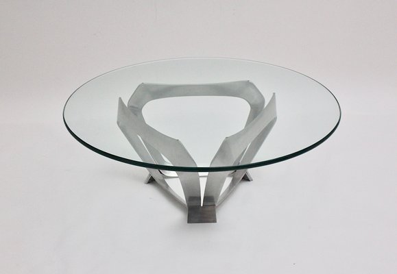 Aluminum Clear Glass Coffee Table from Knut Hesterberg, 1960s-NB-1140157