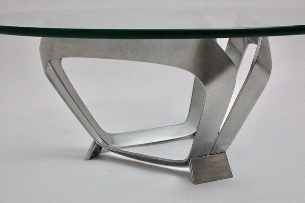 Aluminum Clear Glass Coffee Table from Knut Hesterberg, 1960s-NB-1140157