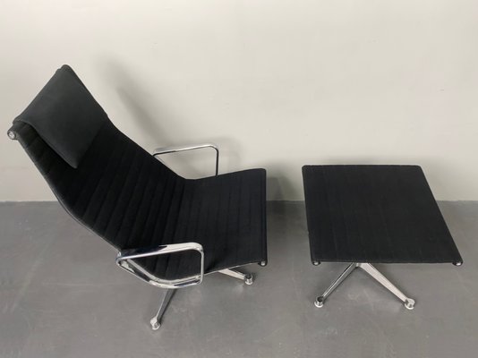 Aluminum EA 124 Rotating Armchair with Ea 125 Footstool by Charles & Ray Eames for Herman Miller from Vitra, Germany, 1970s, Set of 2-YZD-1437903