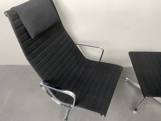 Aluminum EA 124 Rotating Armchair with Ea 125 Footstool by Charles & Ray Eames for Herman Miller from Vitra, Germany, 1970s, Set of 2-YZD-1437903