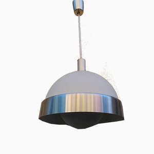 Aluminum, Frosted and Opaline Glass Ceiling Lamp by Oscar Torlasco for Lumi, 1960s-OHK-678524