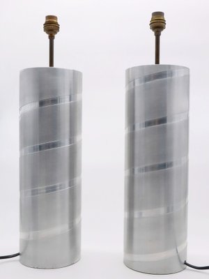 Aluminum Jacques Charpentier Style Tube Table Lamps, 1970s, Set of 2-YBU-1355096