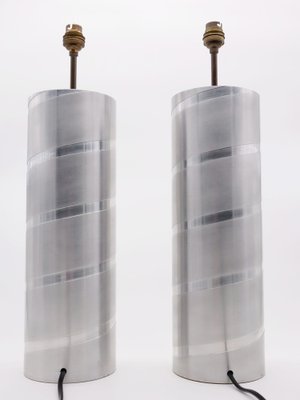 Aluminum Jacques Charpentier Style Tube Table Lamps, 1970s, Set of 2-YBU-1355096