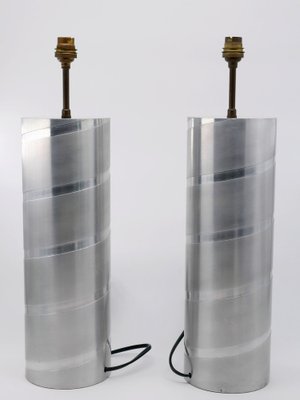 Aluminum Jacques Charpentier Style Tube Table Lamps, 1970s, Set of 2-YBU-1355096