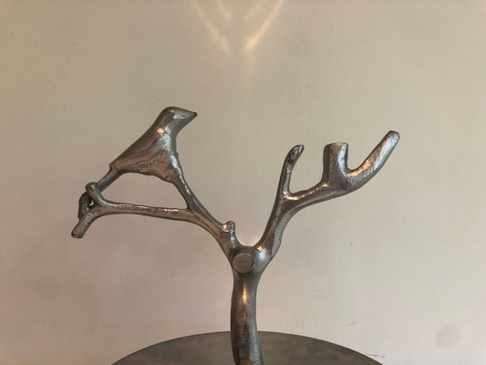 Aluminum Service Pieces with Bird Decorations and Branches, 1970s, Set of 3-BA-1458014