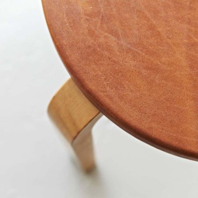 Alvar Aalto Stool in Leather for Artek, 1960s-WM-1305839