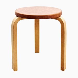 Alvar Aalto Stool in Leather for Artek, 1960s-WM-1305839