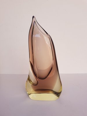 Amber Bohemian Vase with 2 Openings by Klinger Miroslav & Josef Cvrček, 1960s-QDP-657575