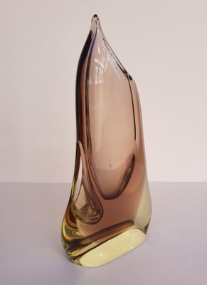 Amber Bohemian Vase with 2 Openings by Klinger Miroslav & Josef Cvrček, 1960s-QDP-657575