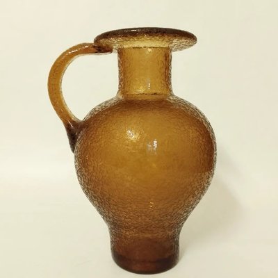 Amber-Colored Frozen Murano Glass Jug by Archimede Seguso, Italy, 1950s-QZG-1315236