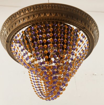 Amber Crystal and Lilac Burnished Brass Ceiling Light-QLH-1358071