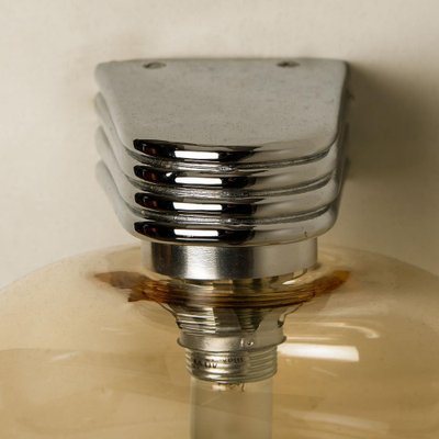 Amber Glass and Chrome Wall Light, 1970s-VDW-1259931