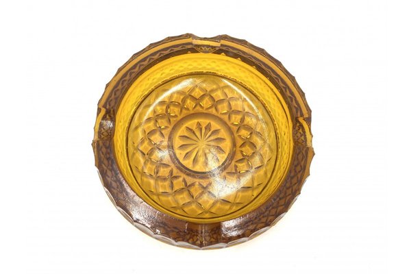 Amber Glass Ashtray from Ząbkowice, Poland, 1960s-BXB-1409005