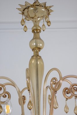 Amber Hand Blown Glass Chandelier by Venini, 1950s-MBH-1821569