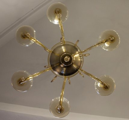 Amber Hand Blown Glass Chandelier by Venini, 1950s-MBH-1821569