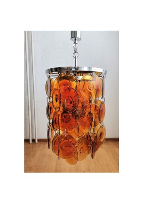 Amber Murano Glass Chandelier with 48 Discs-NKJ-1295645