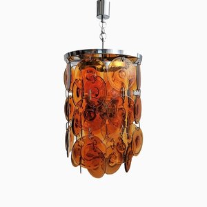 Amber Murano Glass Chandelier with 48 Discs-NKJ-1295645