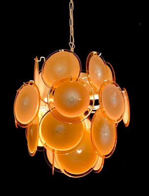 Amber Murano Glass Discs Italian Chandeliers, 1970s, Set of 2-MBH-1031903