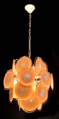 Amber Murano Glass Discs Italian Chandeliers, 1970s, Set of 2-MBH-1031903