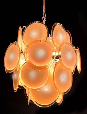 Amber Murano Glass Discs Italian Chandeliers, 1970s, Set of 2-MBH-1031903