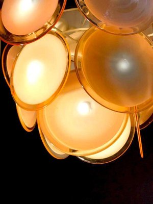 Amber Murano Glass Discs Italian Chandeliers, 1970s, Set of 2-MBH-1031903