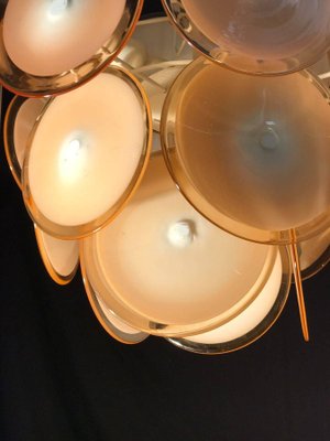 Amber Murano Glass Discs Italian Chandeliers from Vistosi, 1970s, Set of 2-MBH-1032076