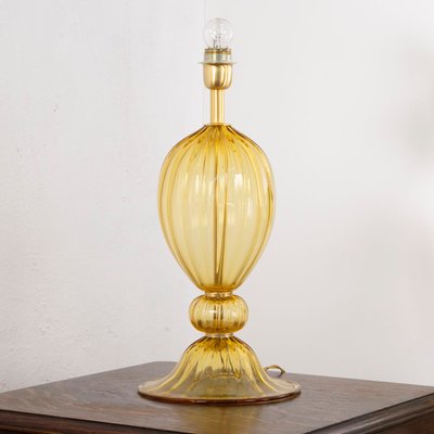 Amber Murano Glass Table Lamp in the style of Mazzega, 1990s-MPO-1113199