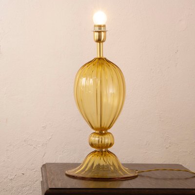 Amber Murano Glass Table Lamp in the style of Mazzega, 1990s-MPO-1113199