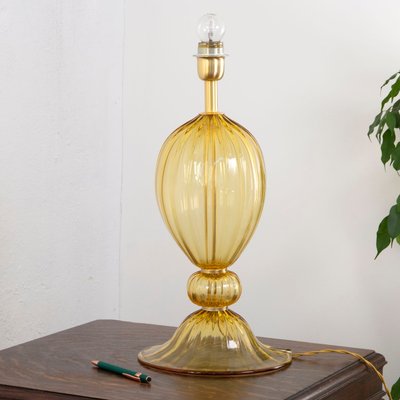 Amber Murano Glass Table Lamp in the style of Mazzega, 1990s-MPO-1113199