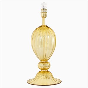 Amber Murano Glass Table Lamp in the style of Mazzega, 1990s-MPO-1113199