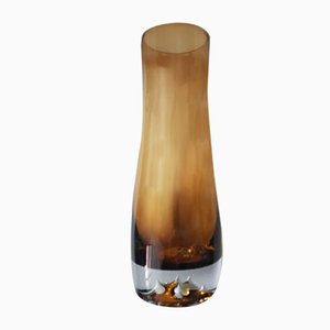 Amber Vase with Processed Glass Bottom, 1960s-QDP-658857