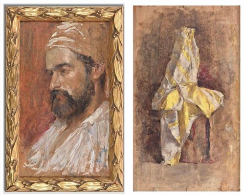 Amedeo Momo Simonetti, Two Subjects, Early 20th-Century, Oil on Panel-ZCI-1209801