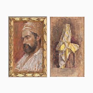 Amedeo Momo Simonetti, Two Subjects, Early 20th-Century, Oil on Panel-ZCI-1209801