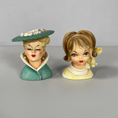 American Ceramic Head Vases, 1890s, Set of 8-GDD-2027434