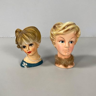 American Ceramic Head Vases, 1890s, Set of 8-GDD-2027434