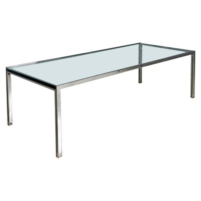 American Modern Glass and Steel Luar Coffee Table attributed to Ross Littell, 1970s-GDD-2035231